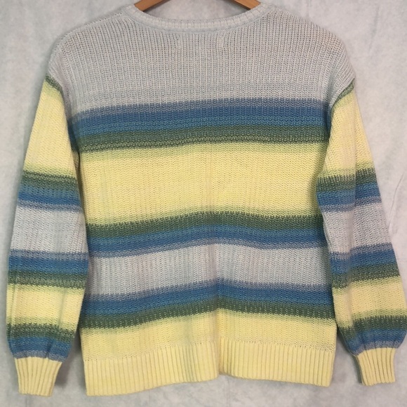 Ann Taylor LOFT Women Yellow Blue Striped Long Sleeve Sweater Blue Size S - Picture 7 of 11